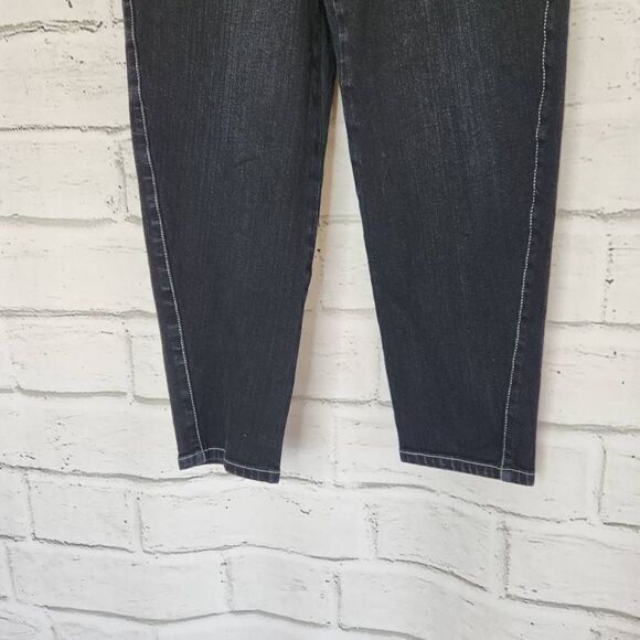 Something Navy Paperbag Waistbag Straight Leg High Rise Denim Jeans Black Size 6 - Picture 5 of 12